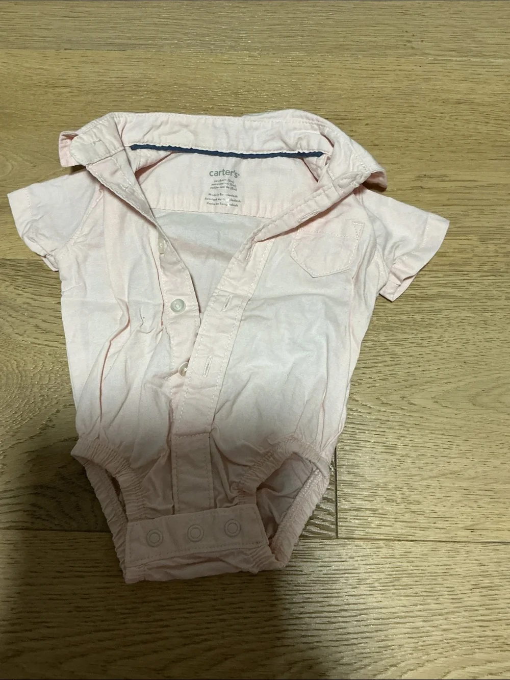 Carter's Light Pink Button-Front Bodysuit with Cream Shorts